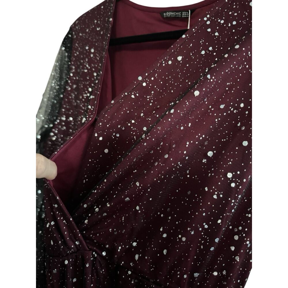 NWT Bloomchic Dress 14-16 Black Sheer Silver Burgundy Wine Fairy Witchy #3622 - Picture 5 of 10